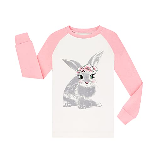 Benaive Girls Easter Pajamas Kids Bunny Easter Pjs Long Sleeves Set 100% Cotton Novelty Girls Sleepwear 2 Pieces Size 2T — view 2