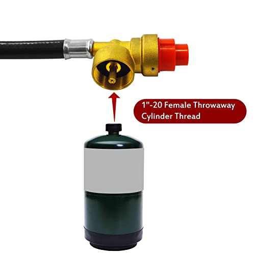 MENSI Fuel Propane Butane Gas Portable Camping Stove Replacement 27.5 Inch Regulator with Hose Convert to 1LB Disposal Bottle - Thumbnail 5
