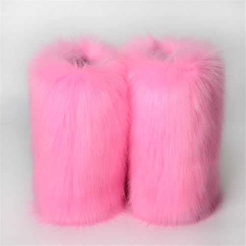 Womens Furry Faux Fur Booties Winter Warm Snow Ankle Boots Fuzzy Fluffy Furry Mid Calf Boots Outdoor Comfy Flat Shoes4