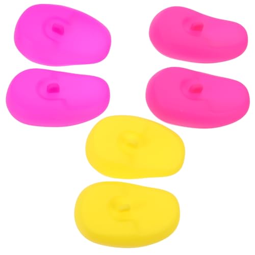 Veemoon 3 pares de Oídos de Silicona para Peluquería Cubiertas para Teñir Cabello Protección Efectiva para Salón y Doméstico Rojo Amarillo