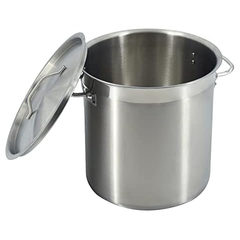 TAIMIKO Stainless Steel Stockpot with Lid 3 Layer Composite Bottom Deep Stock Pot Cater Stew Soup Boiling Pan 17-115L (25Litre 32cm,with Lid) Cover