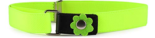 Ladeheid Ceinture Elastique Enfant Unisexe - 62 cm x 2,5 cm P15K (Jaune Fluo/Noir/Fleur)