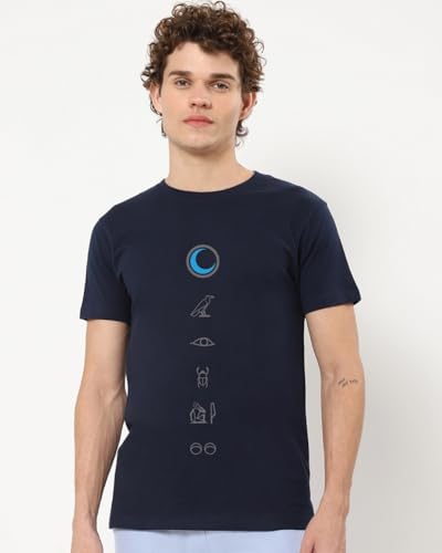Image of Bewakoof X Marvel Moon Knight Men's Cotton Graphic Print Regular Fit Half Sleeve Round Neck T-Shirt | Tshirt for Men Cotton| Casual Wear | Street Wear