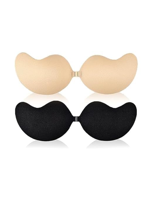 rohishala Sticky Bra Backless Adhesive Strapless Invisible Push Up Stick on Bras for Women Dresses 1 Pair Reusable Multicolour-picture-25