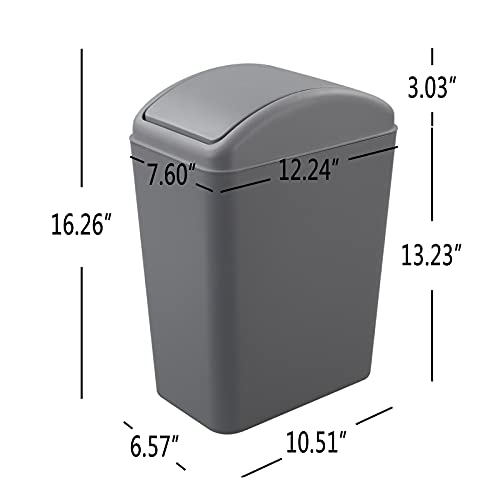 Image of Cand 1 Pack 4 Gallon Kitchen Garbage Can, 16 L Plastic Trash Can with Swing Lid, Grey