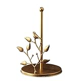 Portarrollos De Papel Vintage De Metal Dorado con Diseño De Pájaros Y Hojas. Soporte Decorativo para Encimera De Cocina Y Comedor.