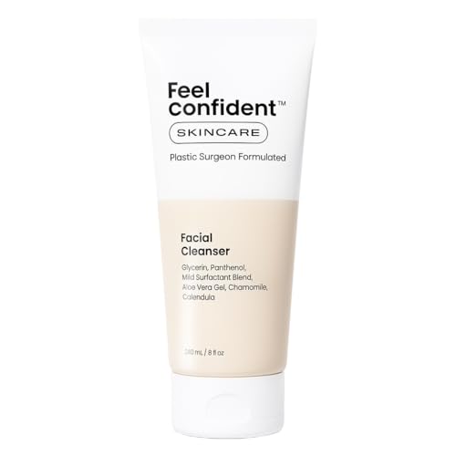 Feel Confident Daily Facial Cleanser - Plastic Surgeon Formulated, Gentle Face Cleanser for Men and Women All Skin Types & Sensitive Skin, Sulfate-Free, Travel Size 8oz/240mL