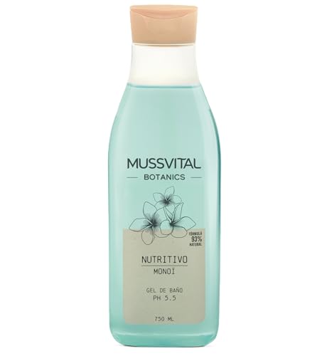 Mussvital Botanics Gel de Baño Nutritivo Monoï, 750 ml, pH 5.5, Fórmula 93% Natural