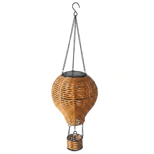 Lanterne solaire montgolfière haut de gamme design creux en rotin kaki pour terrasse raffinée
