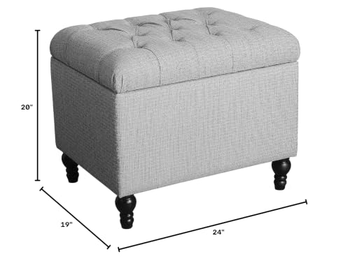 Image of HomePop 24 inch Button Tufted Storage Ottoman - Pewter Gray