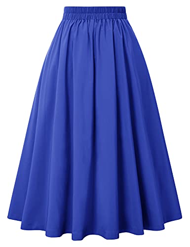 Image of Belle Poque Women's Midi Pleated A-Line Skirts Pockets