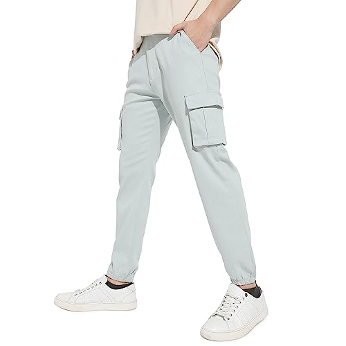 Image of CAHOOT Men's Cuffed Hem Cargo Trousers for Casual Wear | 6 Pockets | Regular Fit | Button Closure | Cotton Poly Cargo Pant Crafted with Comfort Fit for Everyday Wear