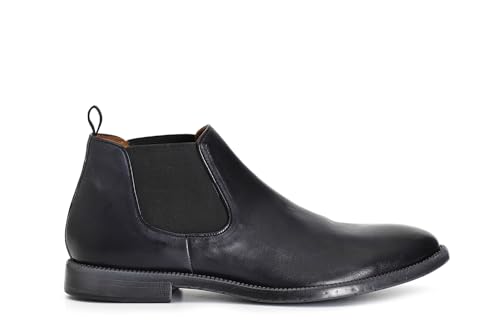 Bottines avec Elastique en Cuir Cafè Noir C1RM1030 : chaussure montante pour homme élégant
