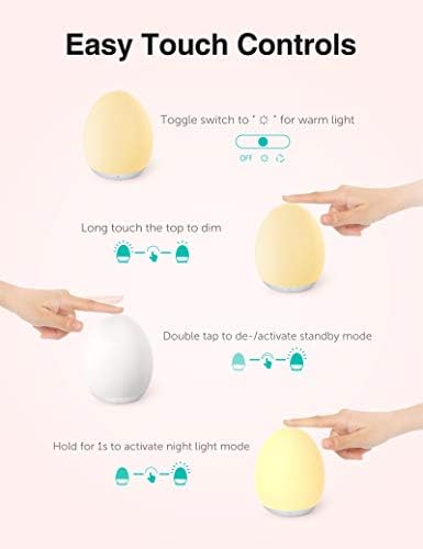 JolyWell Night Lights for Kids, Rechargeable Baby Night Light with Color Changing Mode & Dimming Function, Touch Control, 1 Hour Timer, Nursery Baby Lamp - 2