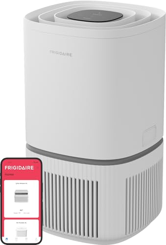 Image of Frigidaire PureA300 HEPA Air Purifier with Wi-Fi for Small Bedrooms, Covers up to 850 Sq. Ft., 3-Stage Filtration, Energy Star Certification, Air Quality Monitoring, Smart Mode, Ultra Quiet, White
