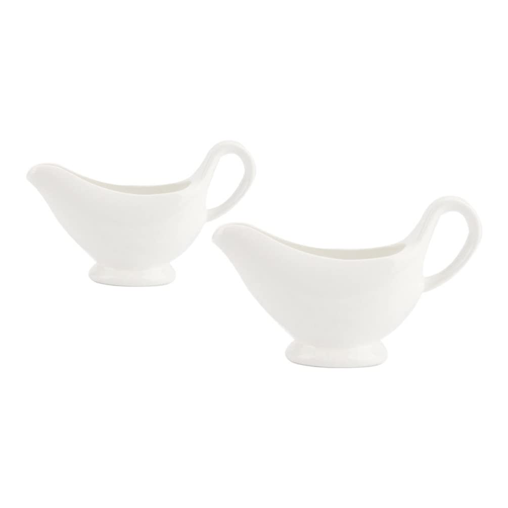 Yardwe 2Pcs Ceramic Gravy Boat Sauce Boat with Handle Gravy Server Pourer for Salad Condiment Milk Coffee Creamer