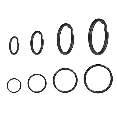 40 Pack Black Key Ring Keychain Assorted in 4 Sizes Metal Round Split Key Chains Rings for Home Car Dog Tag Office Lanyards Keys Attachment