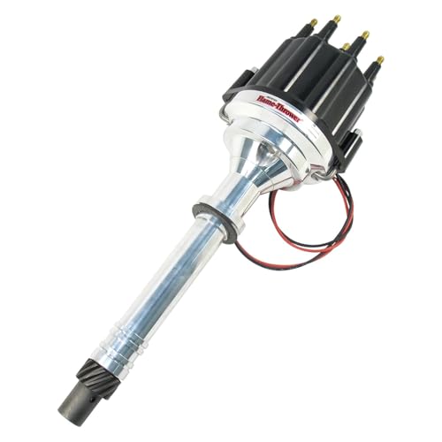 Pertronix D200810 Flame-Thrower Black Cap Male Plug and Play Black Cap Male Marine Billet Electronic Distributor with Ignitor II Technology with Black Cap Male for Chevrolet Small Block/Big Block