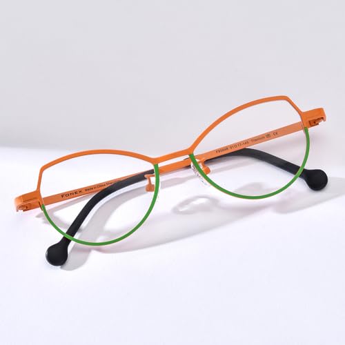 Image of FONEX Colorful Pure Titanium Glasses Frame Women Retro Round Eyeglasses
