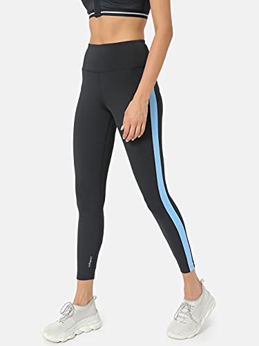 Image of CULT High Waist Running Tights with Side Pocket | Geometric Print | Breathable | Moisture-Wicking | Curved Hem