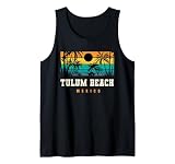 Tulum Beach México Retro Atardecer Palma Tulum Riviera Maya Camiseta sin Mangas