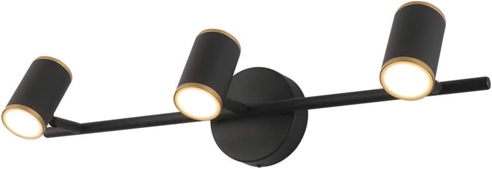 Applique Murale 54 cm Noir avec 3 Têtes Réglables pour Salle de Bain et Chambre