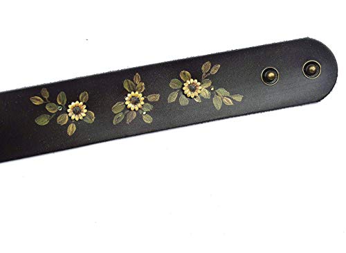 Goddess Arts Collection Hand Painted Sunflower Studs Adjustable Brown Leather Hippie Boho Cuff Bracelet Bohemian Jewelry For Women #TOP7