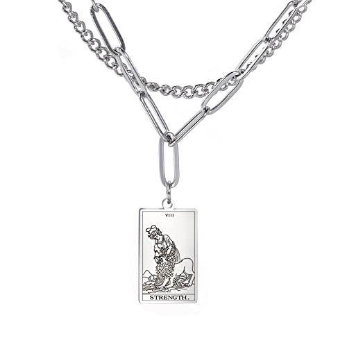 Collier double couche en acier inoxydable durable amulette vintage