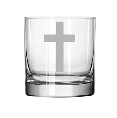 11 oz Rocks Whiskey Highball Glass Cross Christian
