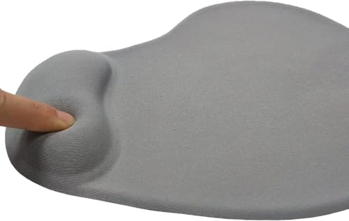 Image of Mouse Pad with Gel Wrist Rest Support, Ergonomic Mouse Cushion with Non Slip Rubber Base Mouse Pad for Laptop, Computer, Gaming, Office (Grey, Oval)