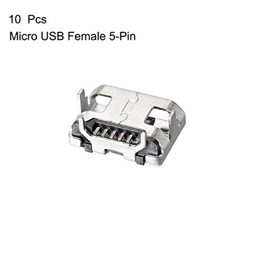 uxcell pack de 10 conectores Micro USB hembra 5 pines miniatura 2