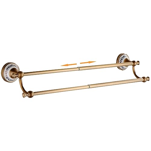 Double Barre Porte-Serviettes en Laiton Bronze Antique, réglable de 39,9 à 69,5 cm, Porte-Serviettes de Bain pour Salle de Bain, Accessoires de Salle de Bain, Design...