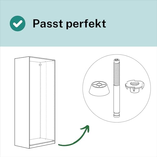 Fuß passend als Ersatzteil für IKEA Pax Kleiderschrank 110617 110618 Nivellierfuß Stellschraube (2 Stück)