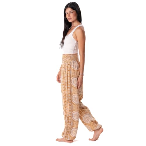 Image of Lotus and Luna Women's Harem Pants Thai Pants for Beach & Lounge High Waisted Flowy Boho Pants Genie Pants Yoga Pants