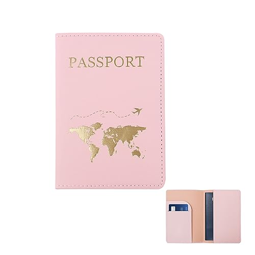 FuninCrea Uchwyt na paszport, skóra PU, pokrowiec na paszport, portfel podróżny z wieloma przegródkami, smukły pokrowiec na paszport, portfel ze złotym wzorem na paszport, wizytówki, Rosa, S