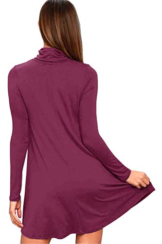 Image of KEEDONE Women's Long Sleeve Turtleneck Casual Loose T-Shirt Dresses