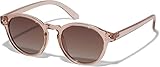 PILGRIM, KYRIE klassische runde Sonnenbrille sanftes Braun, Polarisierte Damen Sonnenbrille mit UV400 Schutz
