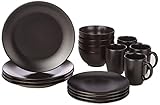 vajilla blanca 16 piezas gibson Gres Creatable 17544, Negro y Blanco, Cena Ware Set 16 Piezas Black-Mat, Juego de 16