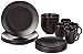 Creatable 17544, Negro y Blanco, Cena Ware Set 16 Piezas Black-Mat, Juego de 16