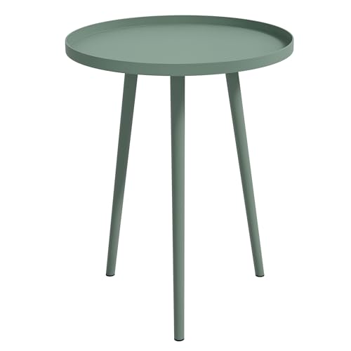 Outsunny Table Basse de Jardin Ronde, Table d'appoint extérieur avec Bord Rond en Acier, dim. Ø40 x 50H cm Vert