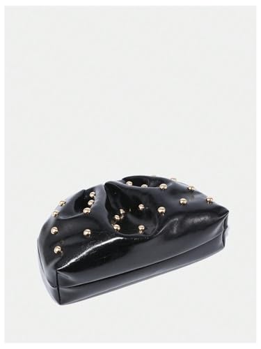 Image of QWINEE Women's Elegant Studded Clutch Bag Magnet Ruched Bags Retro Vintage Evening Handbag