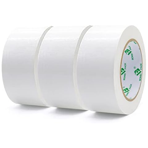 White Duct Tape 3 Rolls Reinforced Waterproof Heavy Duty 48mm x 30m Cloth Gaffer Tape for Repairing,Sealing,Bundling,Strapping - BOMEI PACK Cover