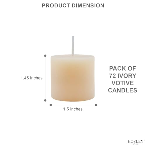 Image of Hosley Set of 72 Unscented Ivory Votive Candles - Bulk Pack, Clean-Burning, Long-Lasting 10-12 Hour Burn Time - Ideal for Weddings, Home Decor, Spa, and Events