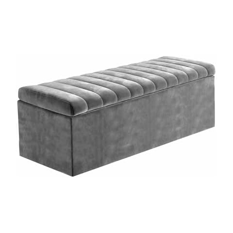 R&M Furnishers Plush Velvet Ottoman Storage Box Cover