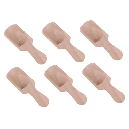 FELTECHELECTR 8 pcs Wooden Scoop Flat Handle Small Salt Shovels for Tea and Spices Alternative for Home and Restaurant Use