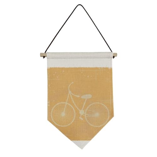 Drapeau en toile à motif de vélo jaune pour habiller un salon de cycliste