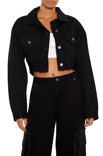 Forever 21 Women's Rhinestone Chain Denim Jacket3