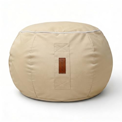 Aiire Puff Exterior Jardín en Olefina - Reposapies Puf con Relleno Incluido XXL de Diseño para Jardín,Terraza o Piscina - Reposa Pies Bean Bag Moderno - Taburete Sofa Beige [45x30]