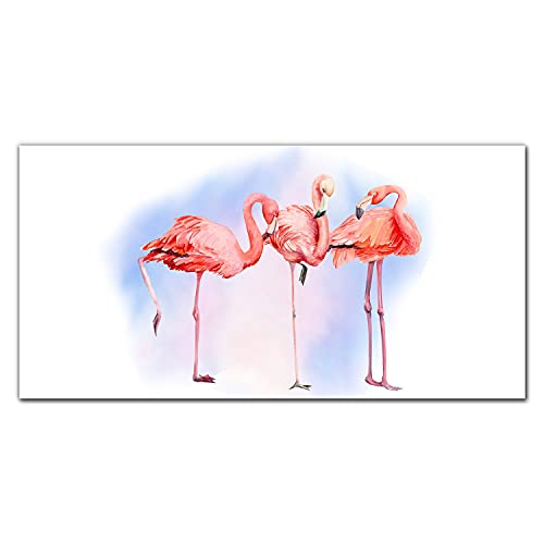 Tableau en verre trempé 100x50cm avec impression de flamants roses