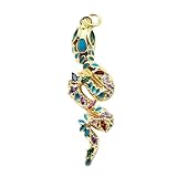 WORLD WIDE GEMS Colgante de serpiente enroscada | con múltiples piedras, fabricado en acero inoxidable | chapado en oro, 39 x 12 mm | joyería de serpiente, Power Cahrm | WW_CHP_0153_W